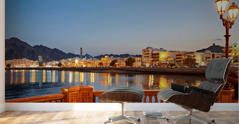 Waterfront scene in Muscat Oman during sunset hours Wall Murals