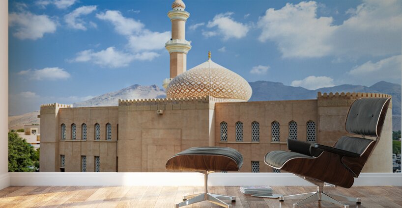 Nizwa Fort view with mountains and clouds in Oman Wall Murals