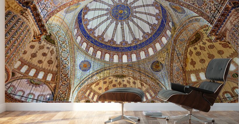 Exploring the interior of the Blue Mosque in Istanbul Turkey Wall Murals