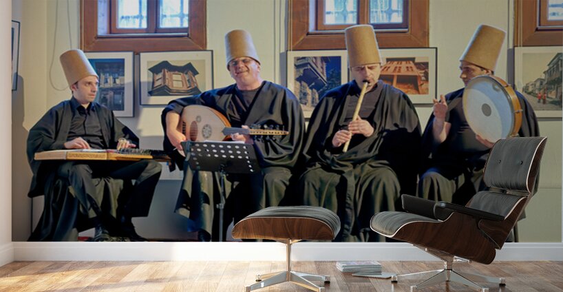 Dervishes perform in Istanbul at a Sufi event Wall Murals