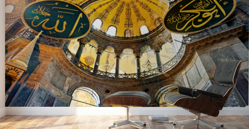 Visitors explore Hagia Sophia Grand Mosque in Istanbul Wall Murals