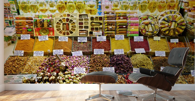Discover many spices and oils in Istanbuls Grand Bazaar Wall Murals