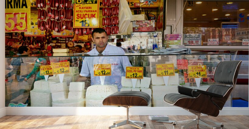 Cheese vendor at Grand Bazaar in Istanbul during busy hours Wall Murals