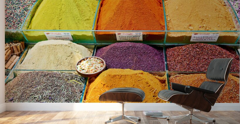 Exploring the Grand Bazaar with colorful spices in Istanbul Wall Murals