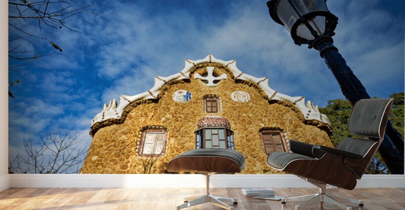 Gable of the fairytale house in park guell barcelona Wall Murals
