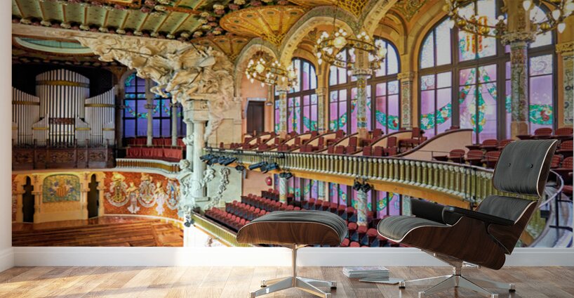 Concert hall view of Palau de la Musica Catalana in Barcelona Wall Murals