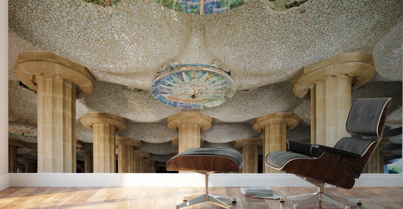 Columns and domes in Hypostyle Room at Park Guell Wall Murals