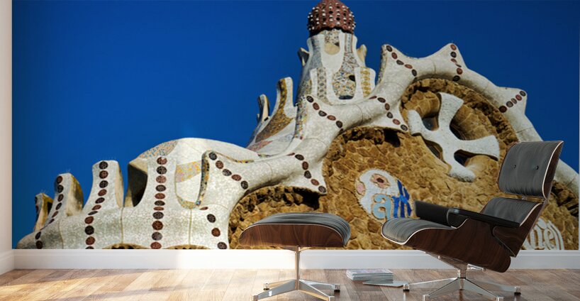 Gable of the fairytale house in park guell barcelona Wall Murals