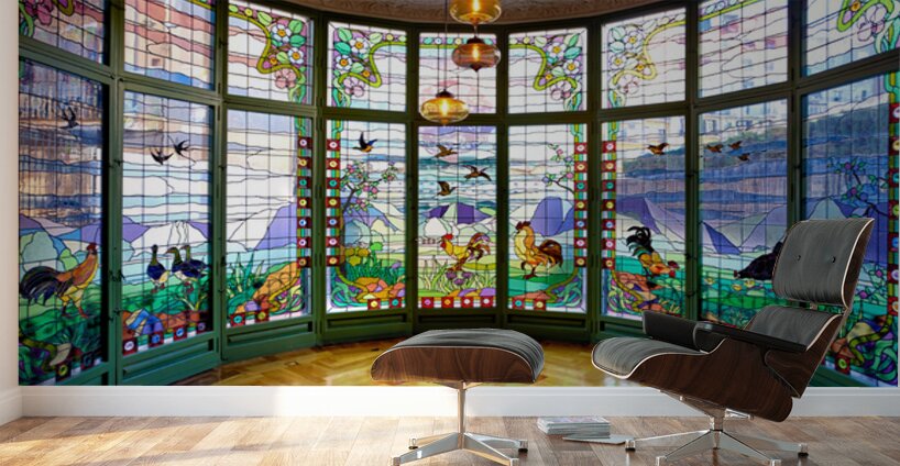 Stained glass windows at Casa Lleo Morera in Barcelona Wall Murals