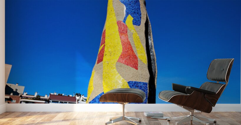 Sculpture of Woman and Bird in Barcelona park by Joan Miro Wall Murals