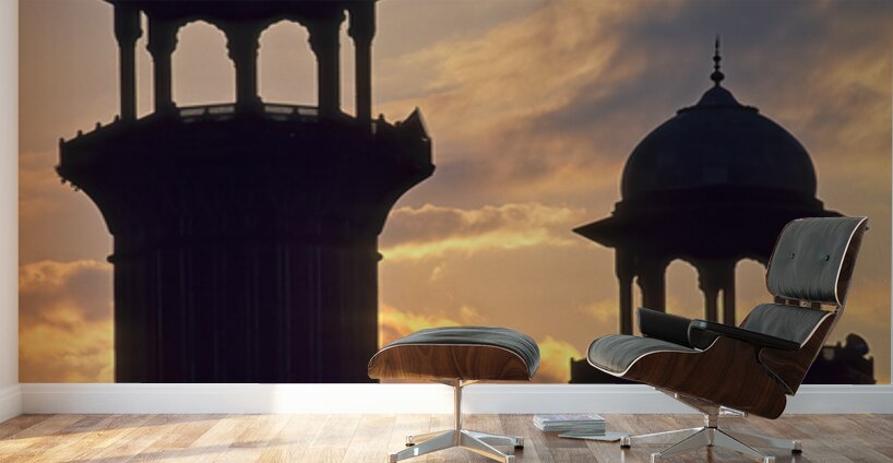 Badshahi mosque towers at sunset in Lahore Wall Murals