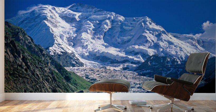 Karakoram range shows snow capped peaks and rocky terrain Wall Murals