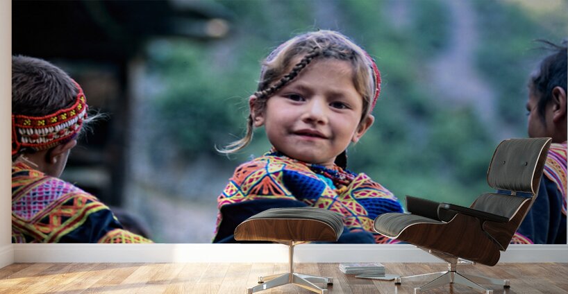 Kids enjoying life in Kalash village Bumburet Valley Wall Murals