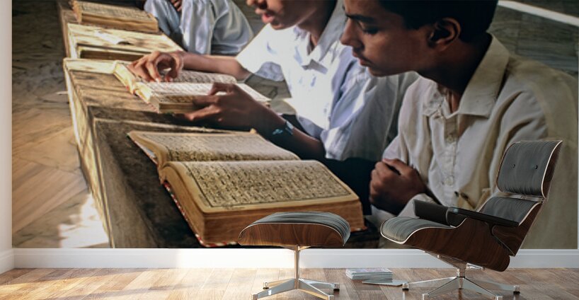Students study in Quranic school madrasa in Pakistan Wall Murals