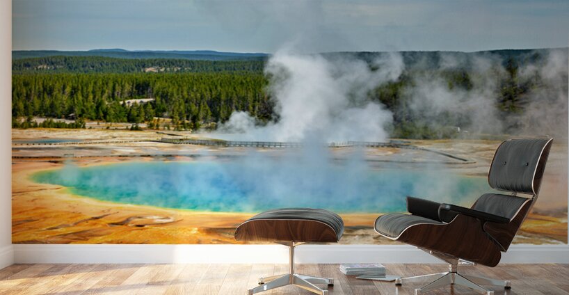 Exploring grand prismatic spring in yellowstone national park Wall Murals