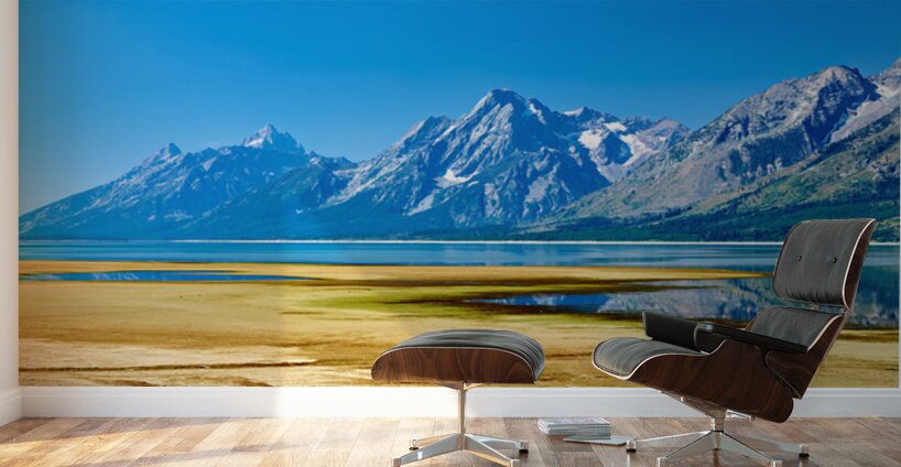 Mountains reflect in the water at Grand Teton National Park Wall Murals