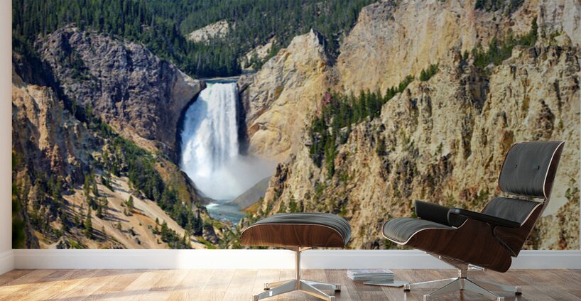 Grand Canyon of Yellowstone: waterfall and cliffs Wall Murals