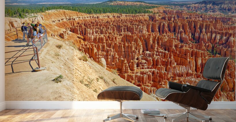 Visitors enjoy the view at Bryce Canyons Inspiration Point Wall Murals