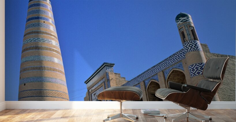 Explore Khivas historic minaret and architecture Wall Murals