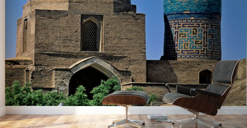 Cemetery in Samarkand with blue domes and historical buildings Wall Murals