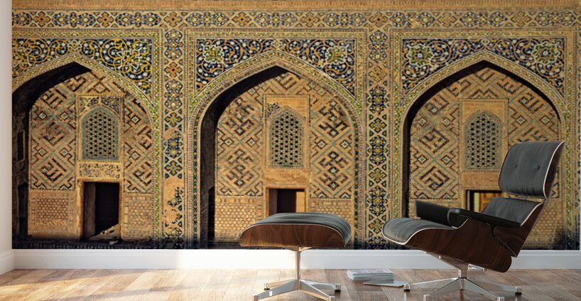 Madrasa architecture in Samarkand shows detailed design work Wall Murals