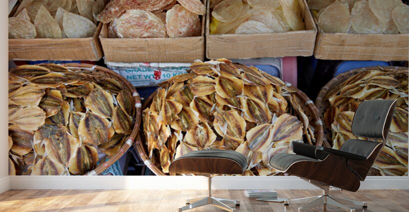 Dried seafood for sale in Hanoi street market Wall Murals