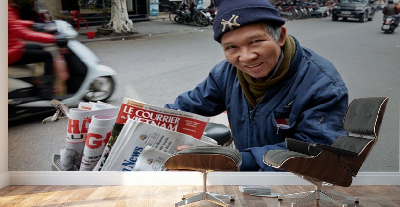 Man selling newspapers in Ho Chi Minh City Wall Murals