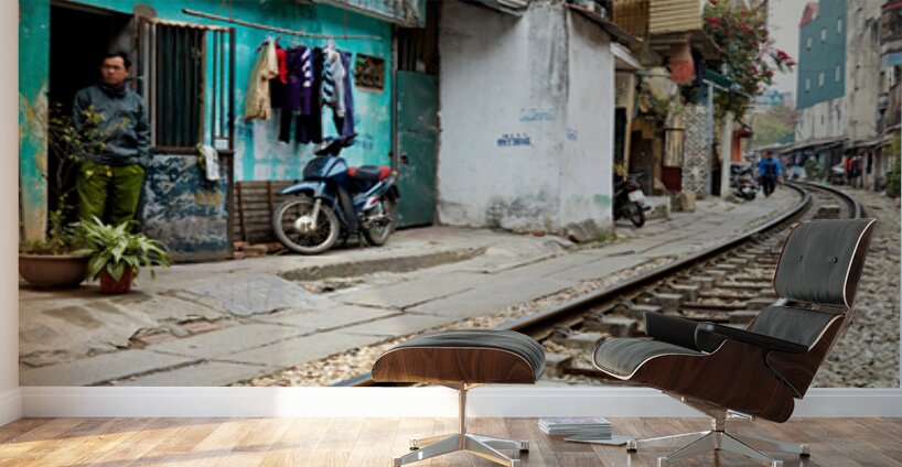 Locals near train tracks in Ho Chi Minh City Vietnam Wall Murals