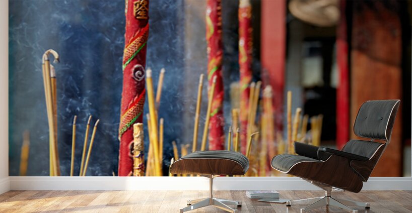 Incense sticks burning at a temple in Ho Chi Minh City Wall Murals