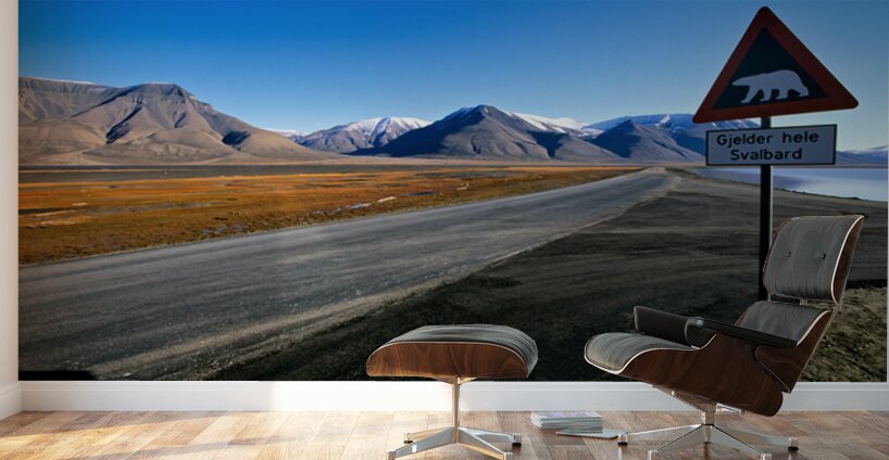 Warning signs for polar bears in Longyearbyen Svalbard Wall Murals