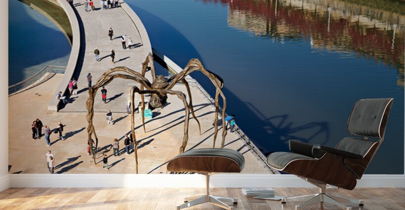 Maman sculpture by Louise Bourgeois near Nervion River in Bilbao Wall Murals