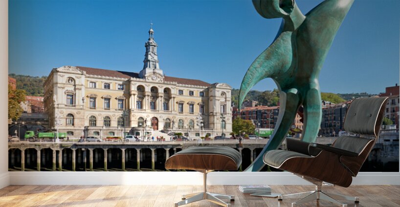 View of sculpture Conmemoracion al dia del Mar in Bilbao Wall Murals