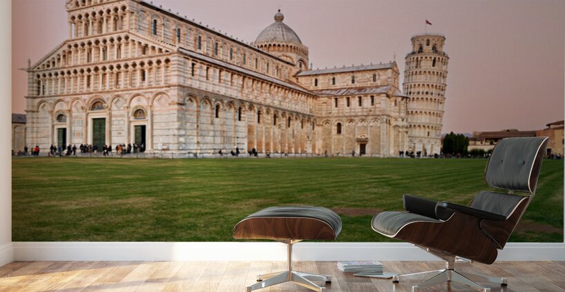 Sunset view of Leaning Tower and Cathedral in Pisa Tuscany Wall Murals
