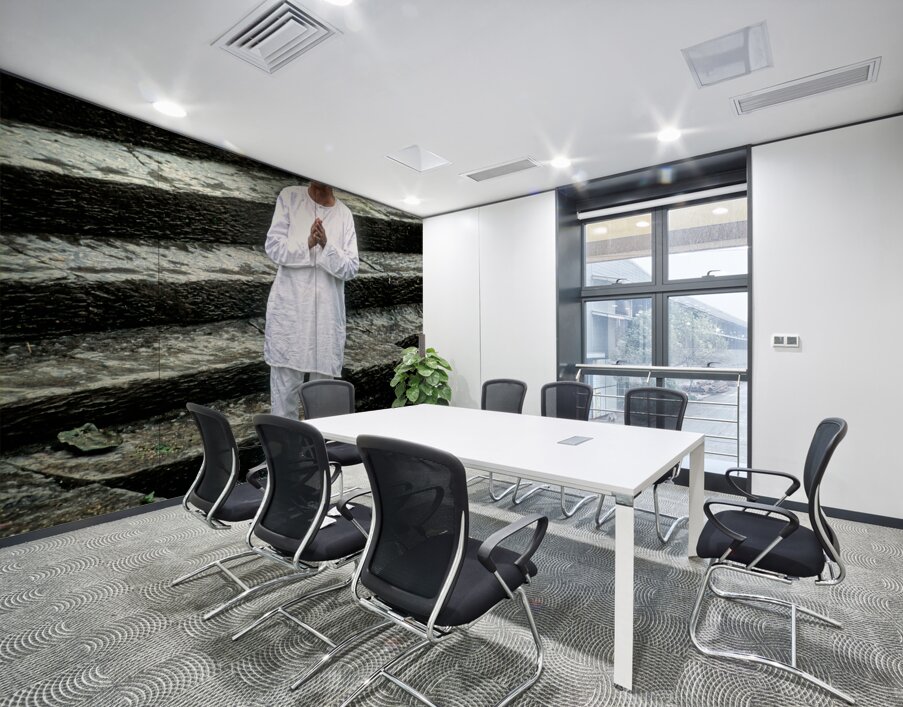 Nepal. Kathmandu. A pilgrim in Pashupatinath Wall Printing