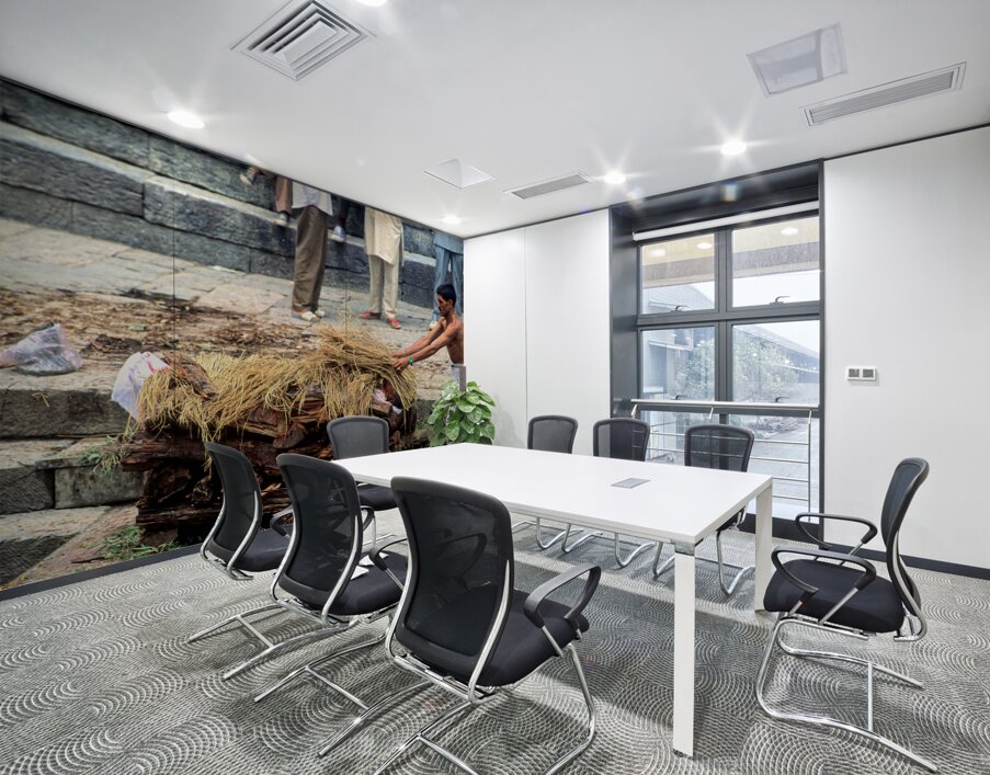 Nepal. Kathmandu. Cremation in Pashupatinath Wall Printing