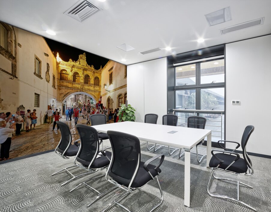 Apulia Puglia Italy. Ostuni. Festival of Saint Orontius. The cavalcata a procession of horses in the streets of the town Wall Printing