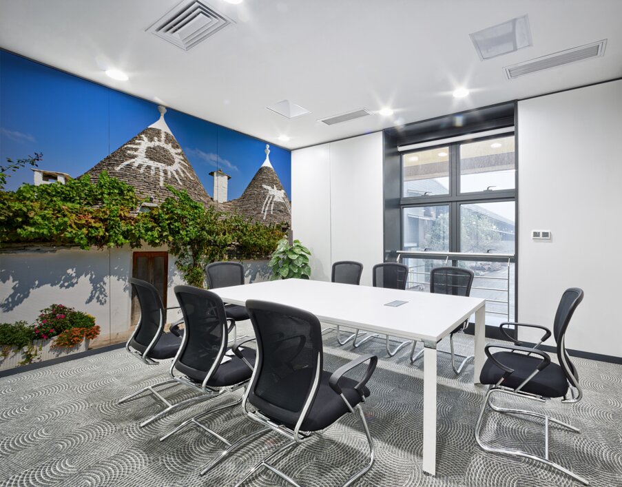 Apulia Puglia Italy. Alberobello. Trulli: traditional Apulian dry stone huts with a conical roof. Wall Printing
