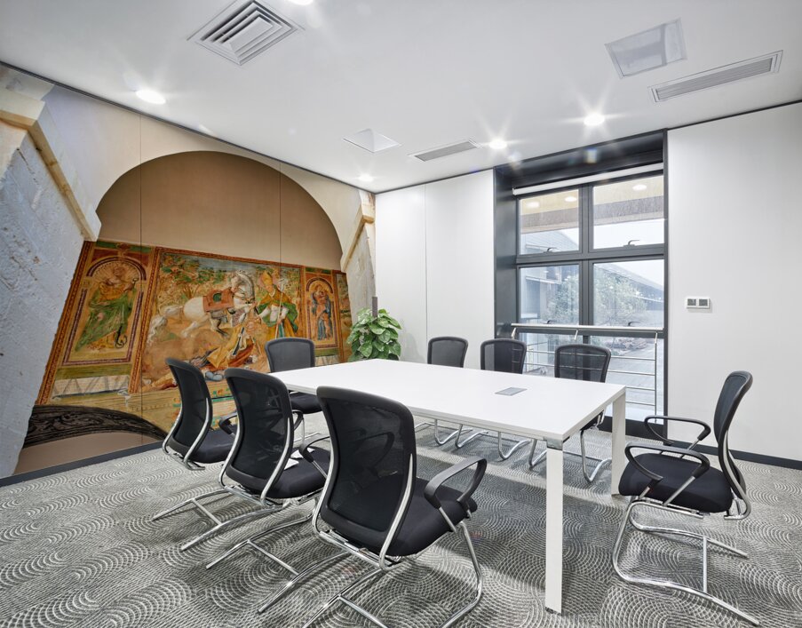 Salento. Apulia Puglia Italy. Galatina. Santa Caterina dAlessandria church. Frescoes in the cloister Wall Printing