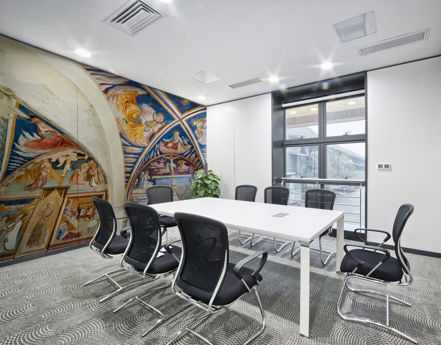 Montefalco Umbria Italy. San Francesco Church frescoed by Benozzo Gozzoli Wall Printing