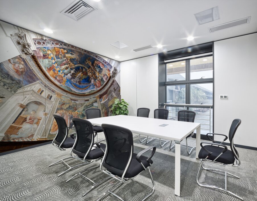Spoleto Umbria Italy. The interior of the Cathedral. The frescoed apse by Filippo Lippi Wall Printing