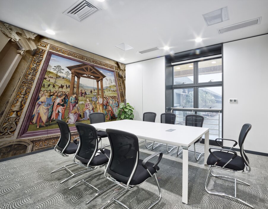 Città della Pieve Umbria Italy. Santa Maria dei Bianchi church. Adoration of the Magi fresco by Perugino Wall Printing