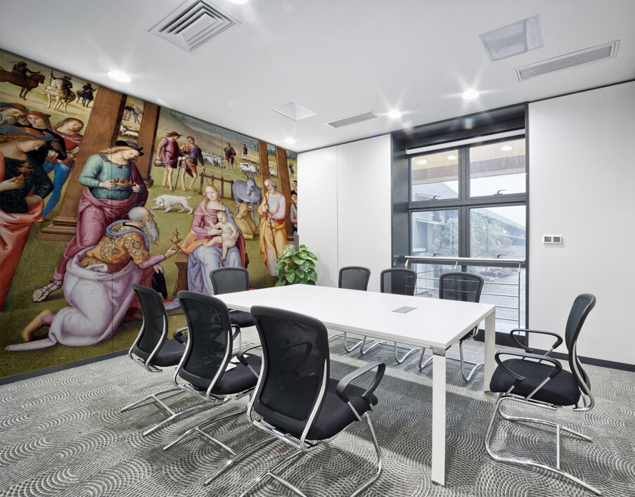 Città della Pieve Umbria Italy. Santa Maria dei Bianchi church. Adoration of the Magi fresco by Perugino Wall Printing