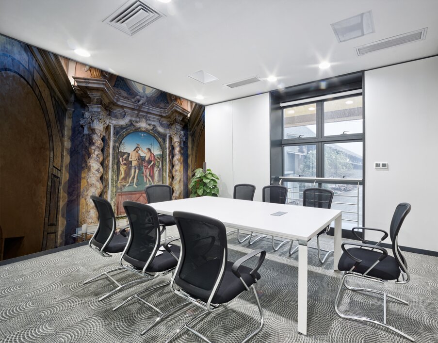 Città della Pieve Umbria Italy. The Cathedral of San Gervasio e Protasio. The Baptism of Christ by Perugino Wall Printing