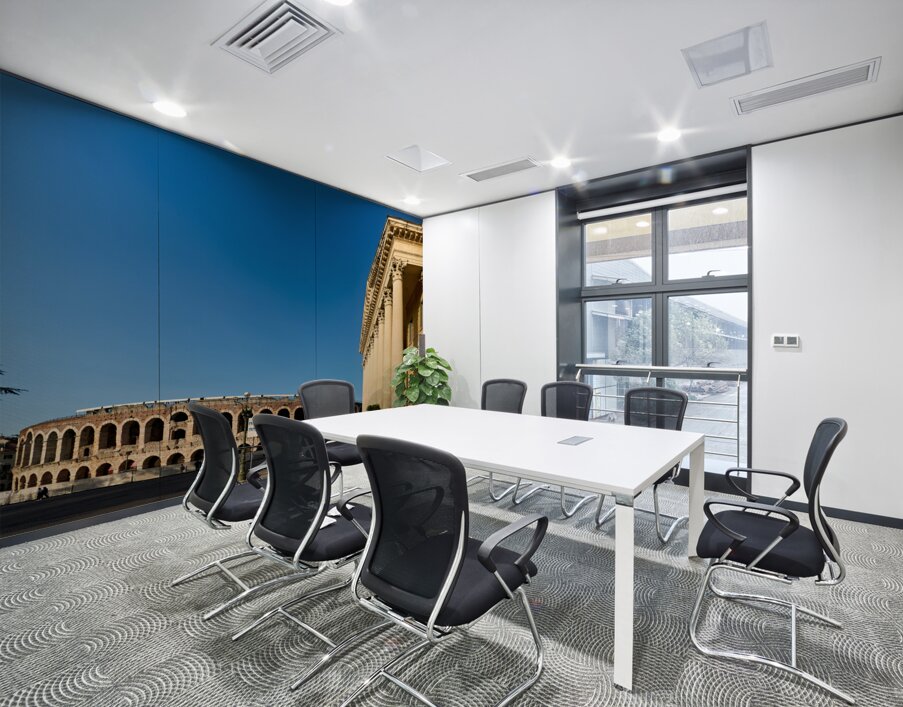 Verona Veneto Italy. The Verona Arena - Roman Amphitheatre and the Town Hall Wall Printing