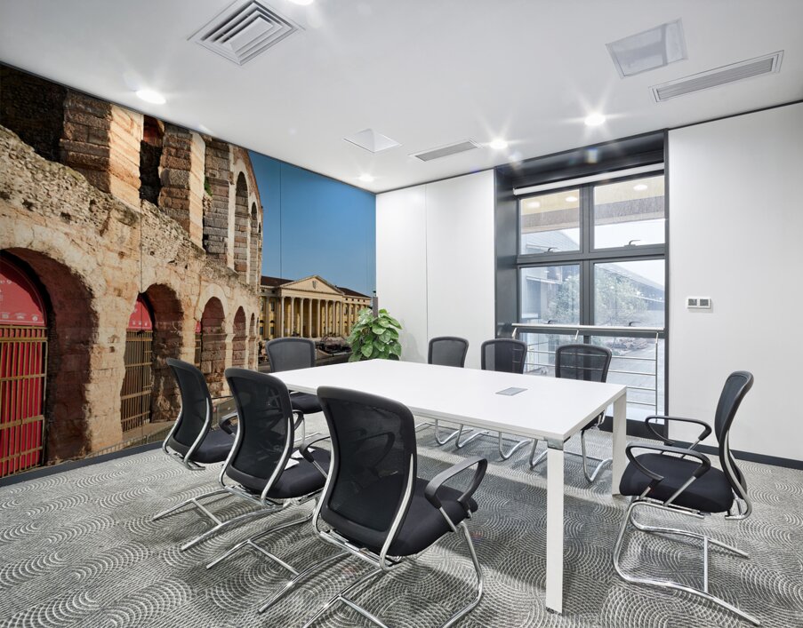 Verona Veneto Italy. The Verona Arena - Roman Amphitheatre and the Town Hall Wall Printing