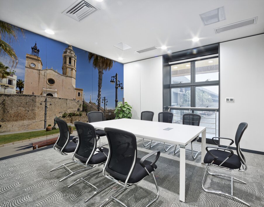 Sitges Catalunya Spain. Church esglesia de Sant Bartomeu i Santa Tecla Wall Printing