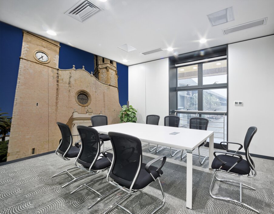 Sitges Catalunya Spain. Church esglesia de Sant Bartomeu i Santa Tecla Wall Printing