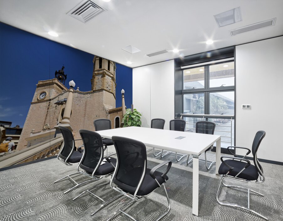 Sitges Catalunya Spain. Church esglesia de Sant Bartomeu i Santa Tecla Wall Printing