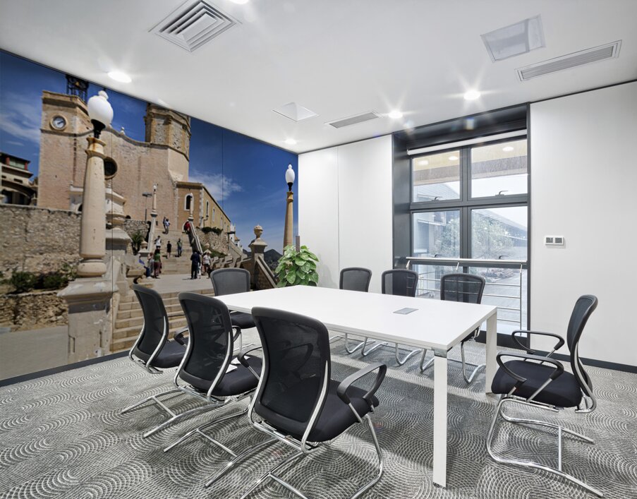 Sitges Catalunya Spain. Church esglesia de Sant Bartomeu i Santa Tecla Wall Printing