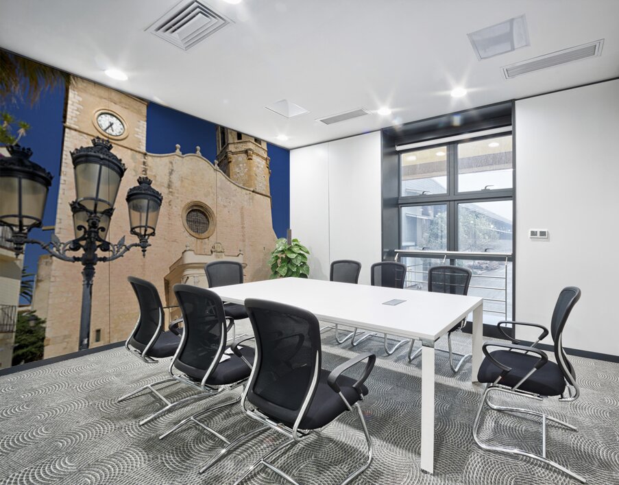 Sitges Catalunya Spain. Church esglesia de Sant Bartomeu i Santa Tecla Wall Printing